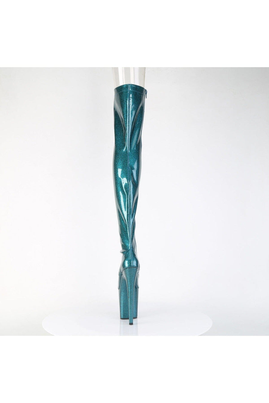 Pleaser  FLAMINGO-3021GP Thigh Boot in Green Patent