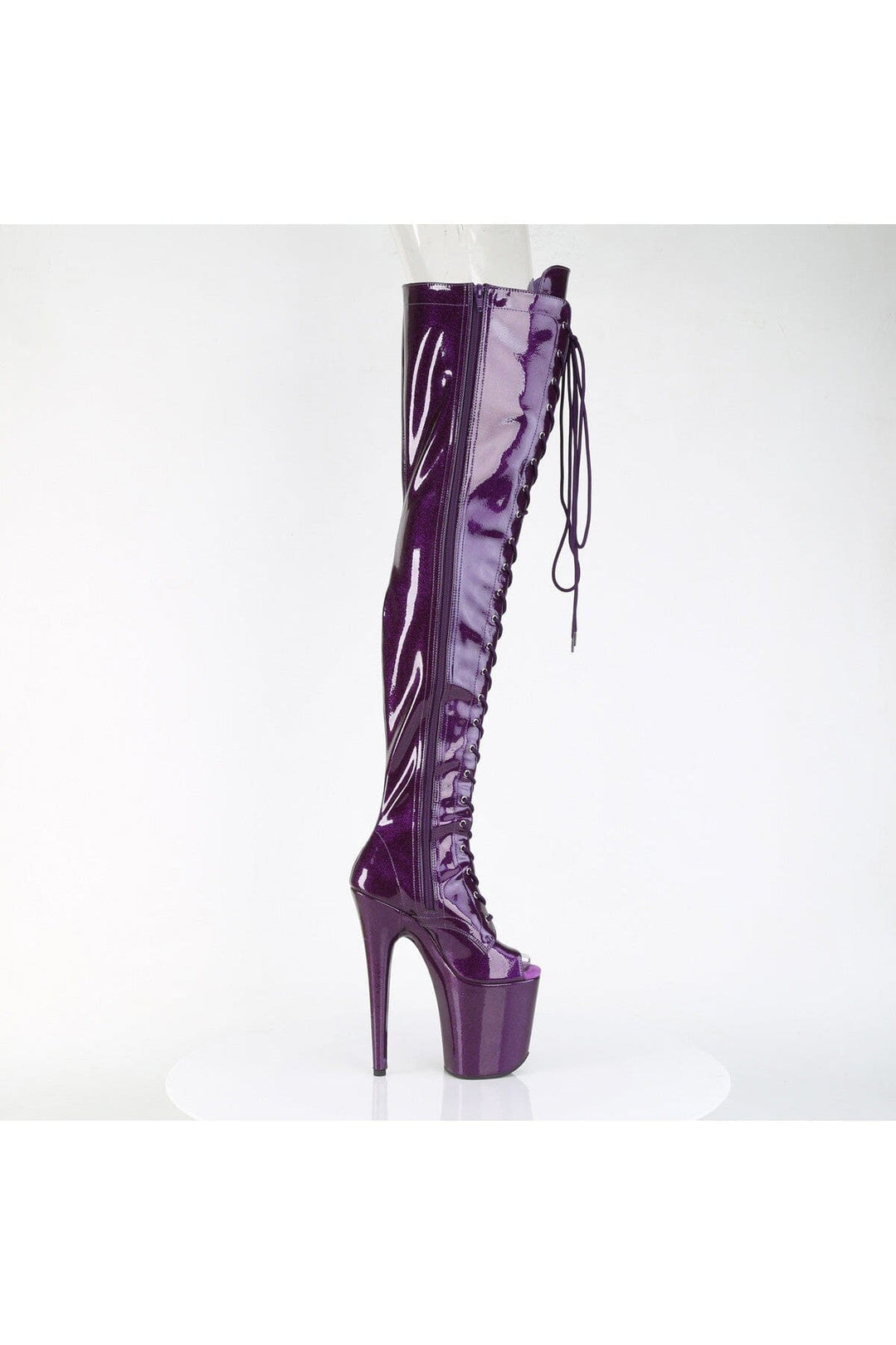 Pleaser  FLAMINGO-3021GP Thigh Boot in Purple Patent