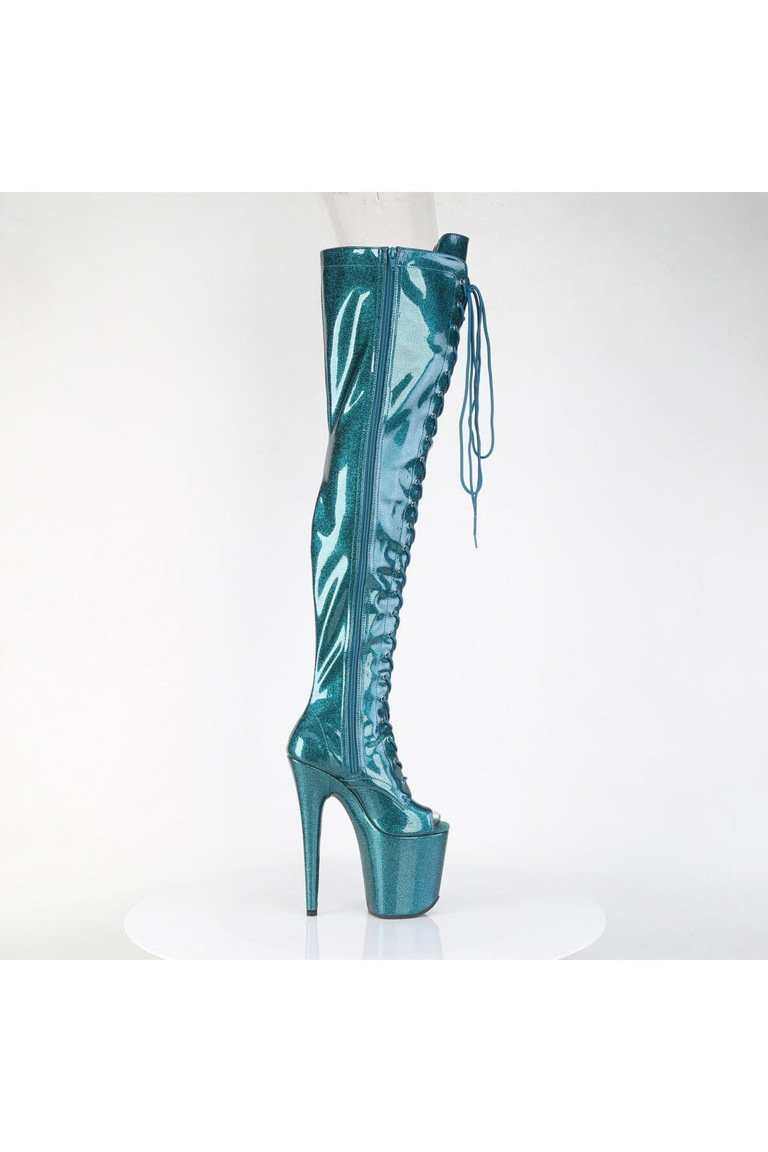 Pleaser  FLAMINGO-3021GP Thigh Boot in Green Patent