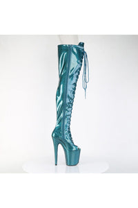 Pleaser  FLAMINGO-3021GP Thigh Boot in Green Patent