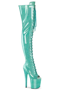 Pleaser  FLAMINGO-3021GP Thigh Boot in Turquoise Patent from SexyShoes.com