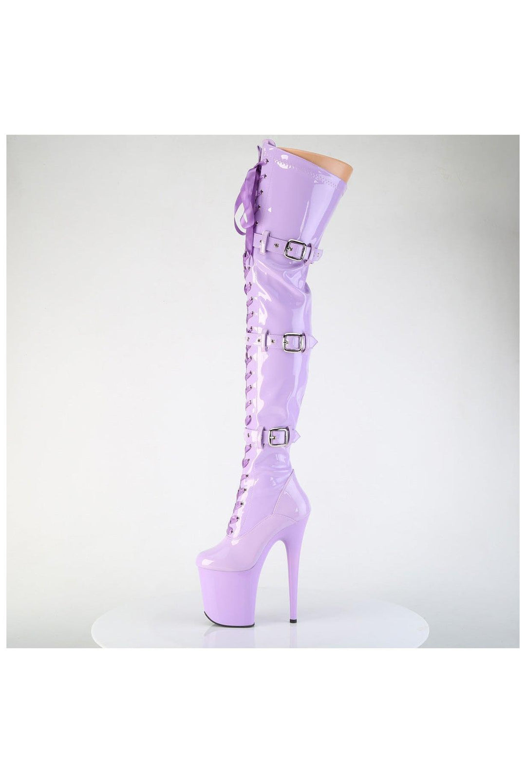 Pleaser  FLAMINGO-3028 Thigh Boot in Purple Patent