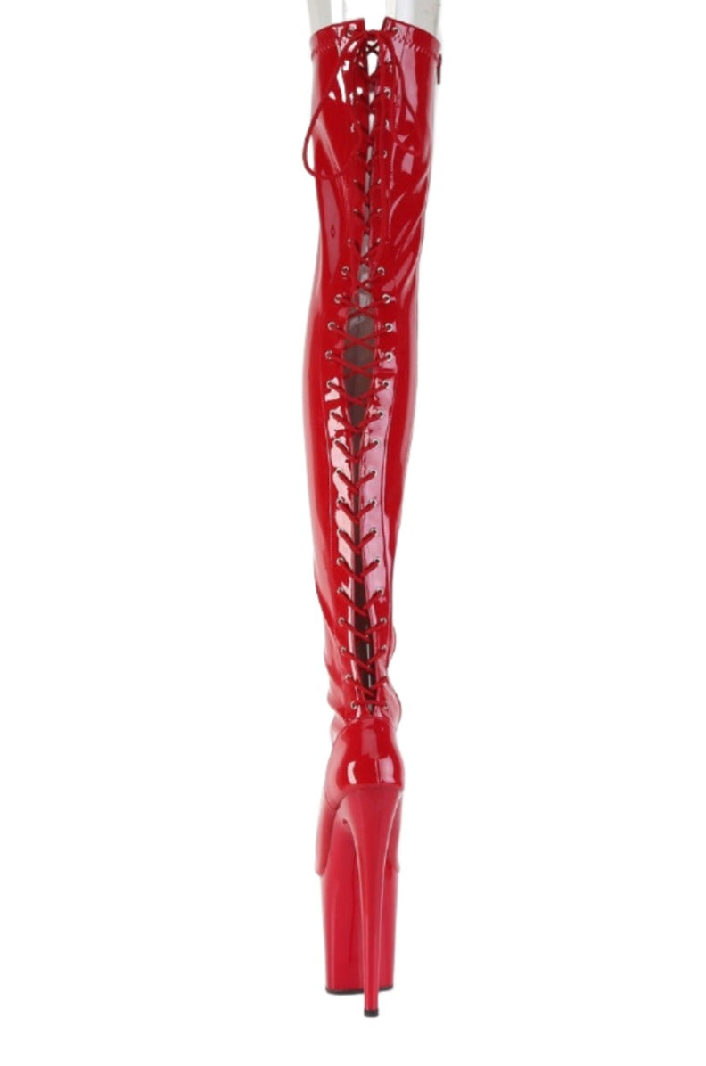 Pleaser  FLAMINGO-3850 Thigh Boot in Pink Patent