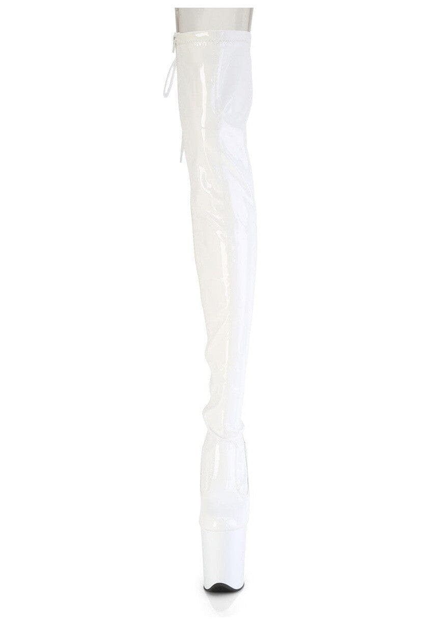 Pleaser  FLAMINGO-3850 Thigh Boot in Nude Patent