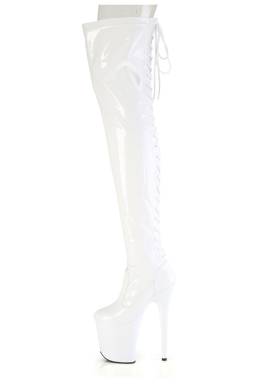 Pleaser  FLAMINGO-3850 Thigh Boot in Nude Patent