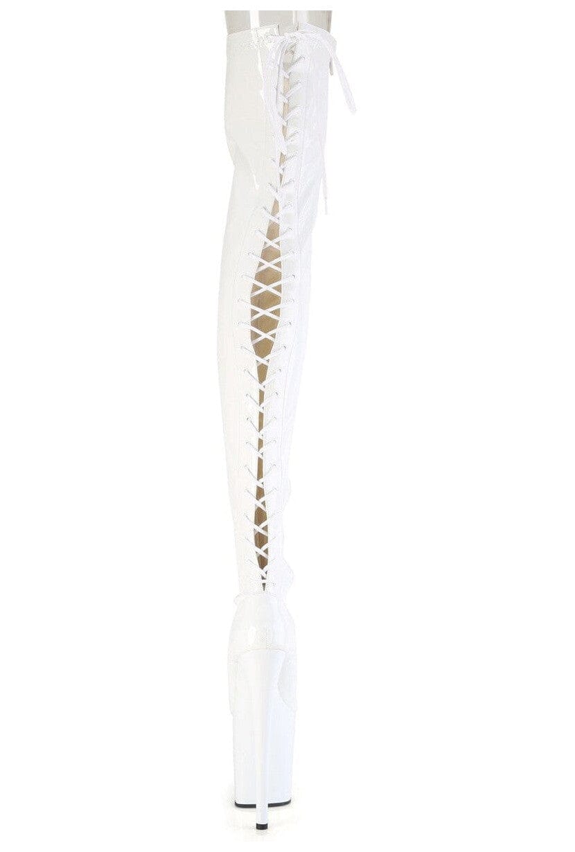 Pleaser  FLAMINGO-3850 Thigh Boot in Nude Patent