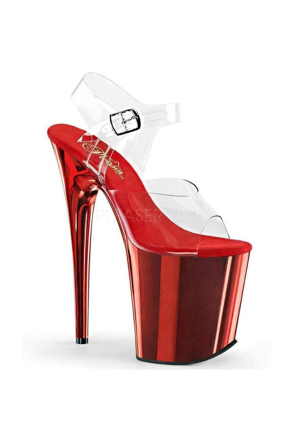 Pleaser  FLAMINGO-808 Sandal in Clear-Red  from SexyShoes.com