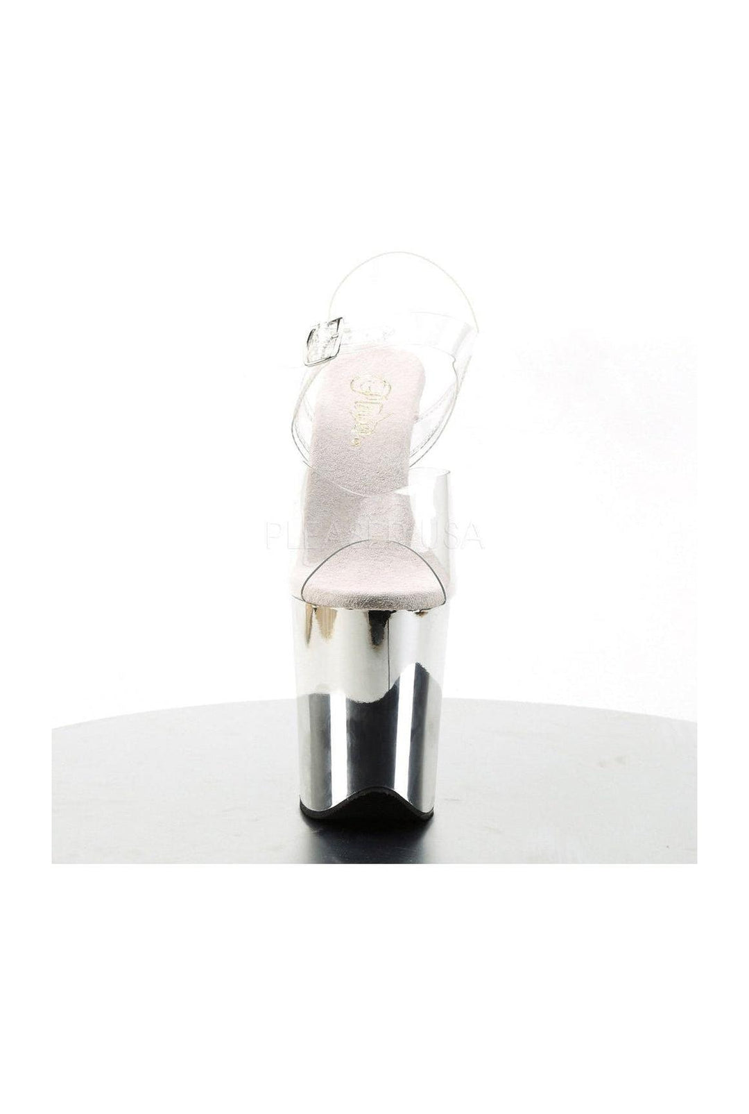 Pleaser  FLAMINGO-808 Sandal in Clear-Blue 