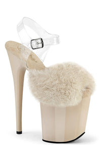 Pleaser  FLAMINGO-808FUR Sandal in Bone Faux Fur from SexyShoes.com