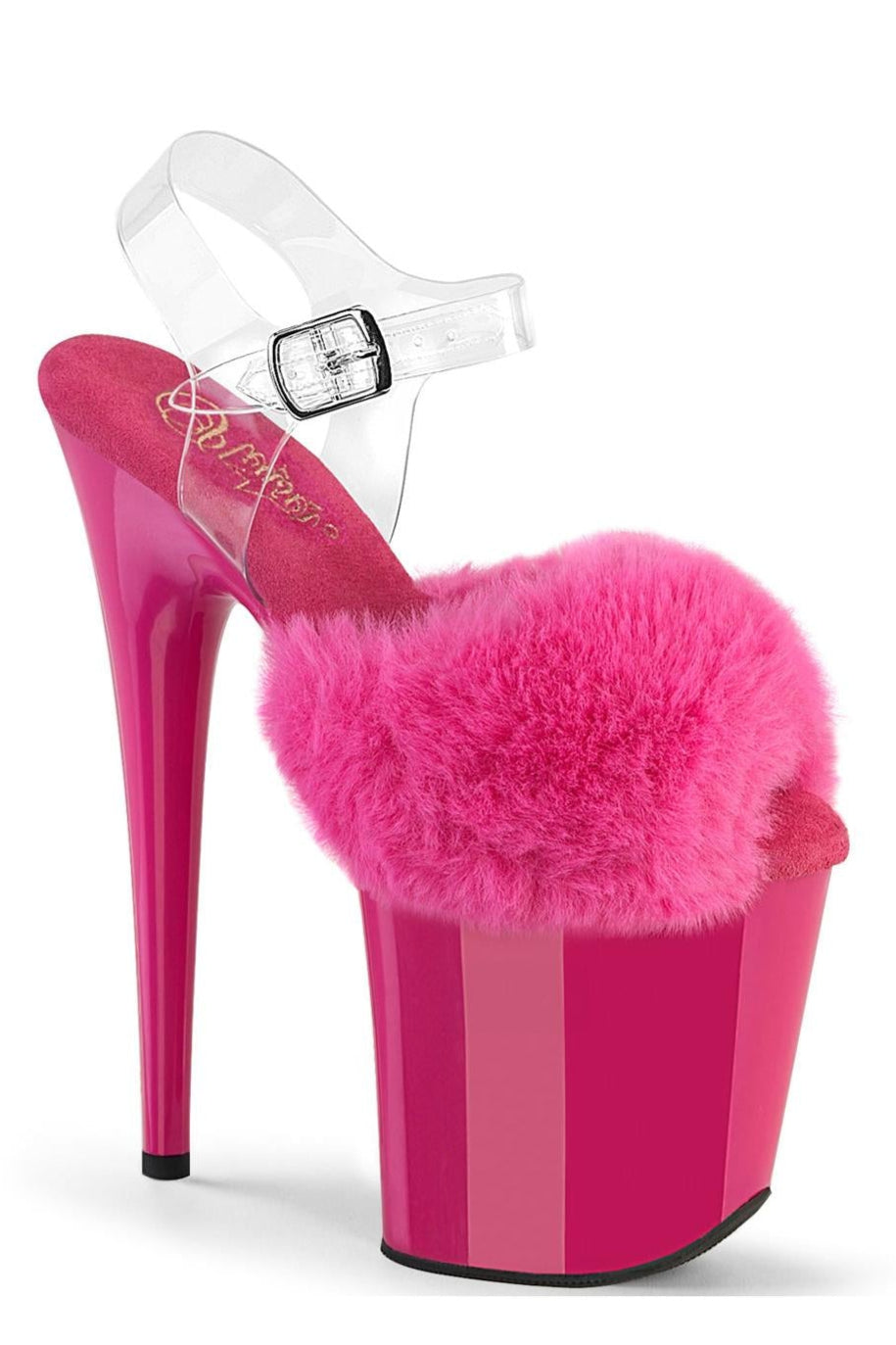 Pleaser  FLAMINGO-808FUR Sandal in Fuchsia Faux Fur from SexyShoes.com