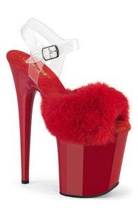 Pleaser  FLAMINGO-808FUR Sandal in Red Faux Fur from SexyShoes.com