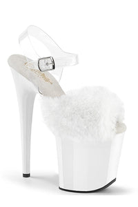 Pleaser  FLAMINGO-808FUR Sandal in White Faux Fur from SexyShoes.com