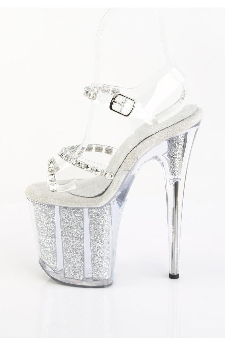 Pleaser  FLAMINGO-808PREM-STN Sandal in Clear TPU Premium