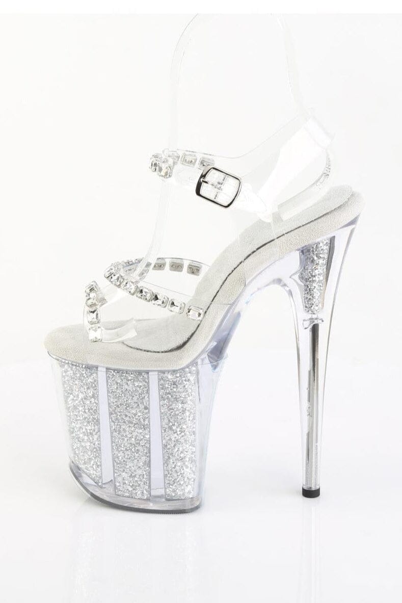 Pleaser  FLAMINGO-808PREM-STN Sandal in Clear TPU Premium