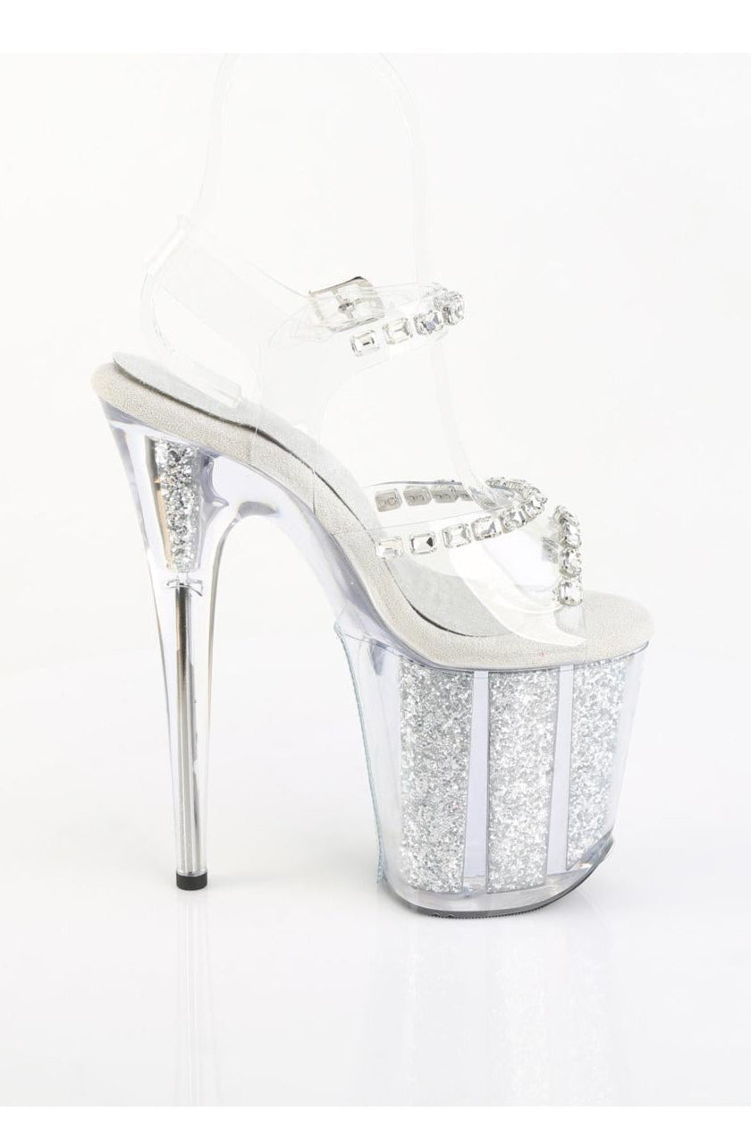 Pleaser  FLAMINGO-808PREM-STN Sandal in Clear TPU Premium