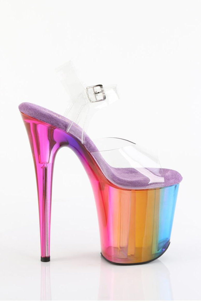 Pleaser  FLAMINGO-808RMT Sandal in Rainbow Vinyl