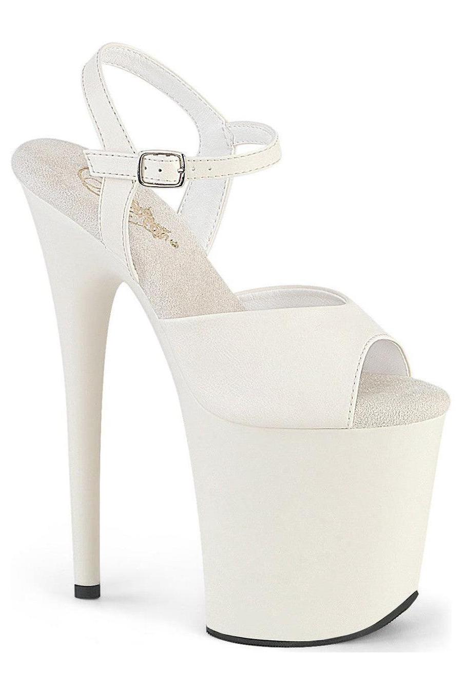 Pleaser  FLAMINGO-809 Sandal in White Faux Leather from SexyShoes.com