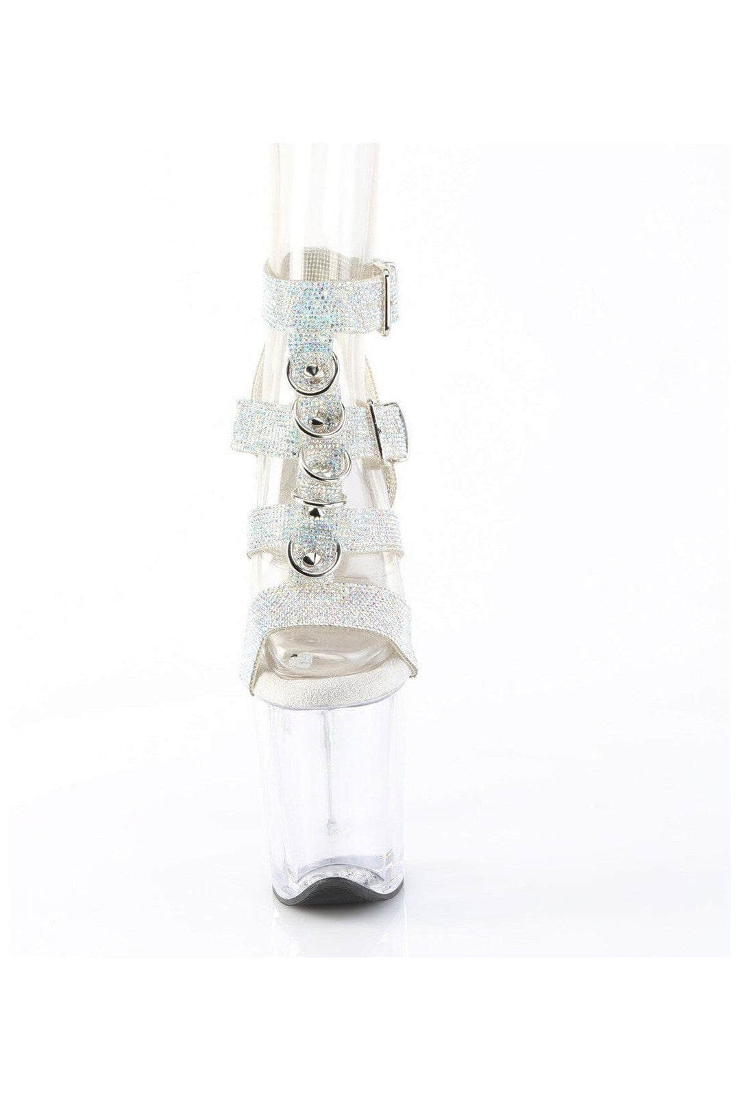 Pleaser  FLAMINGO-856RS Sandal in Silver Faux Leather