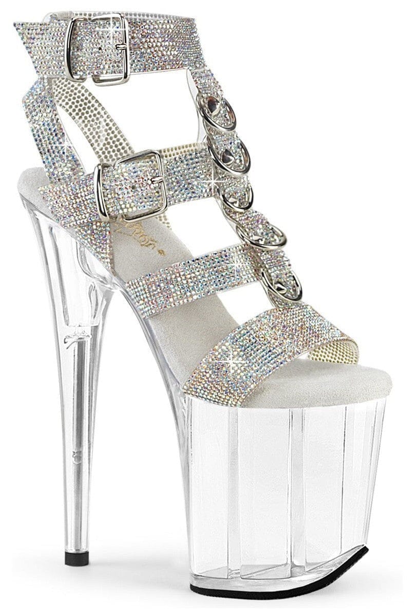 Pleaser  FLAMINGO-856RS Sandal in Silver Faux Leather from SexyShoes.com