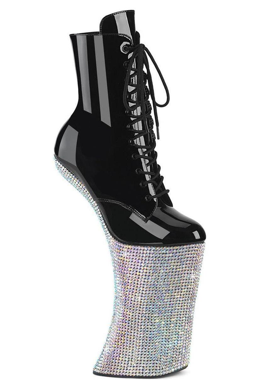 Pleaser  FORBIDDEN-1020BEJ Ankle Boot in Black Patent from SexyShoes.com