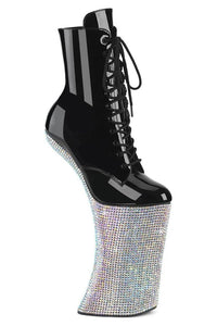 Pleaser  FORBIDDEN-1020BEJ Ankle Boot in Black Patent from SexyShoes.com