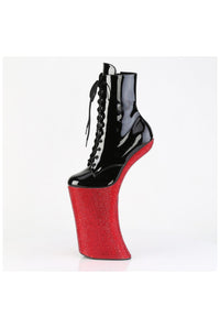 Pleaser  FORBIDDEN-1020BEJ Ankle Boot in Black Patent