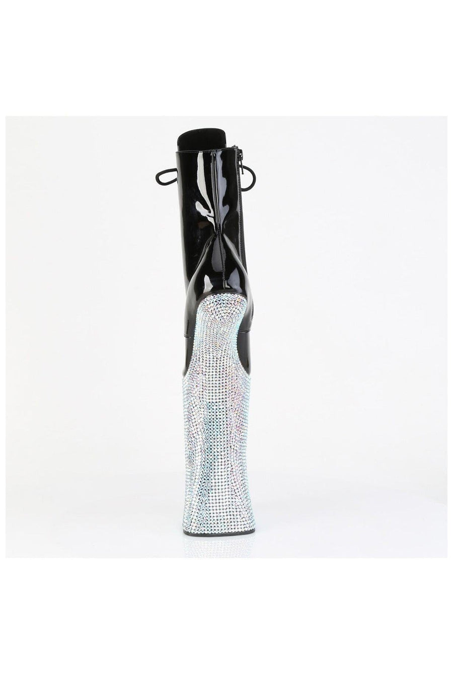 Pleaser  FORBIDDEN-1020BEJ Ankle Boot in Black Patent