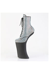 Pleaser  FORBIDDEN-1020RS Ankle Boot in Silver Faux Suede