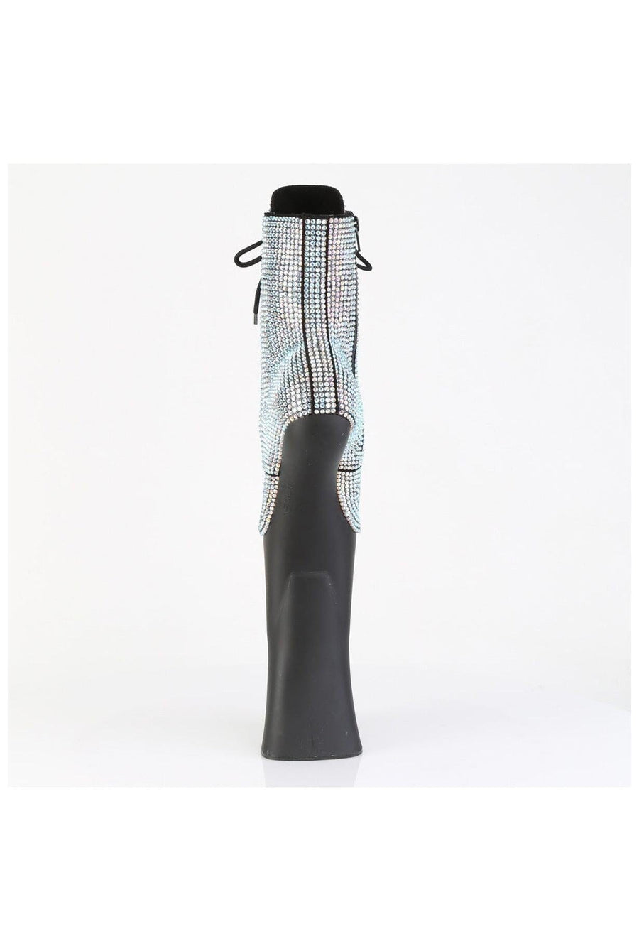 Pleaser  FORBIDDEN-1020RS Ankle Boot in Silver Faux Suede
