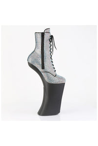 Pleaser  FORBIDDEN-1020RS Ankle Boot in Silver Faux Suede