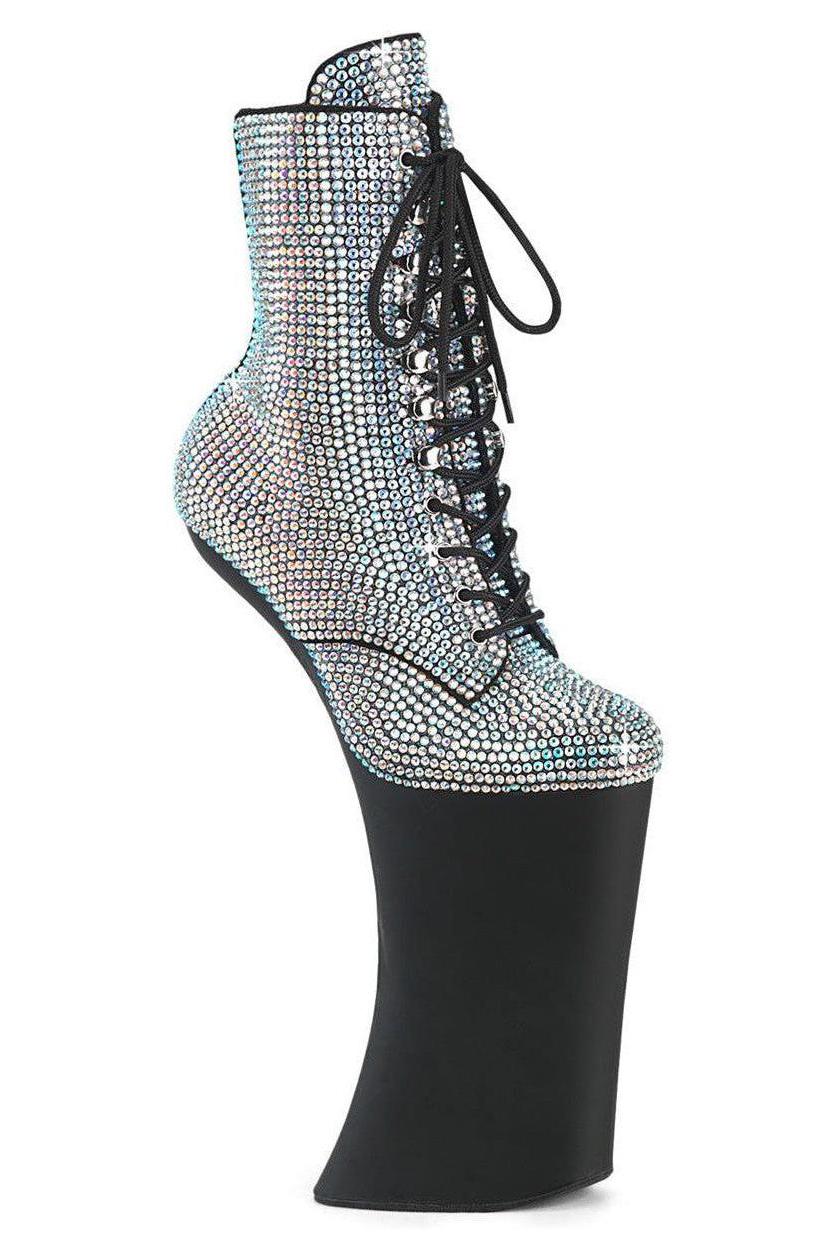 Pleaser  FORBIDDEN-1020RS Ankle Boot in Silver Faux Suede from SexyShoes.com