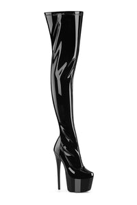 Pleaser  JUBILANT-3000 Thigh Boot in Black Stretch Patent from SexyShoes.com