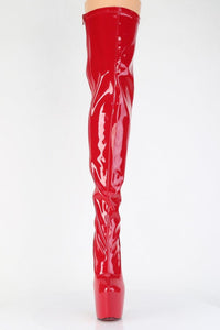 Pleaser  JUBILANT-3000 Thigh Boot in Red Stretch Patent