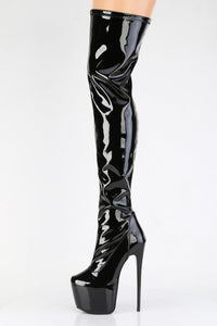 Pleaser  JUBILANT-3000 Thigh Boot in Black Stretch Patent