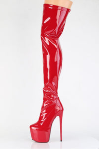 Pleaser  JUBILANT-3000 Thigh Boot in Red Stretch Patent