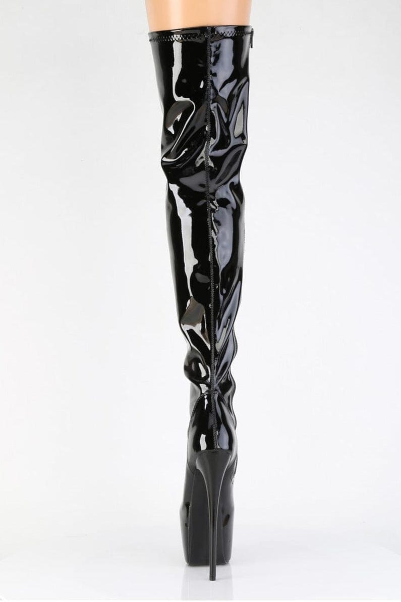 Pleaser  JUBILANT-3000 Thigh Boot in Black Stretch Patent