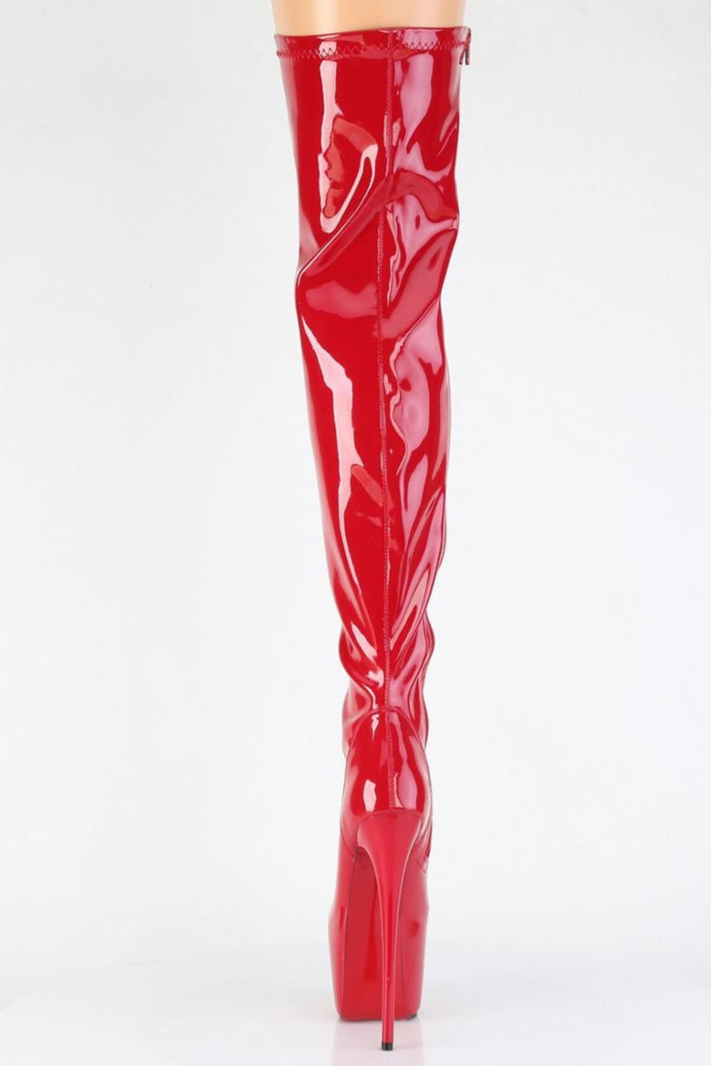 Pleaser  JUBILANT-3000 Thigh Boot in Red Stretch Patent