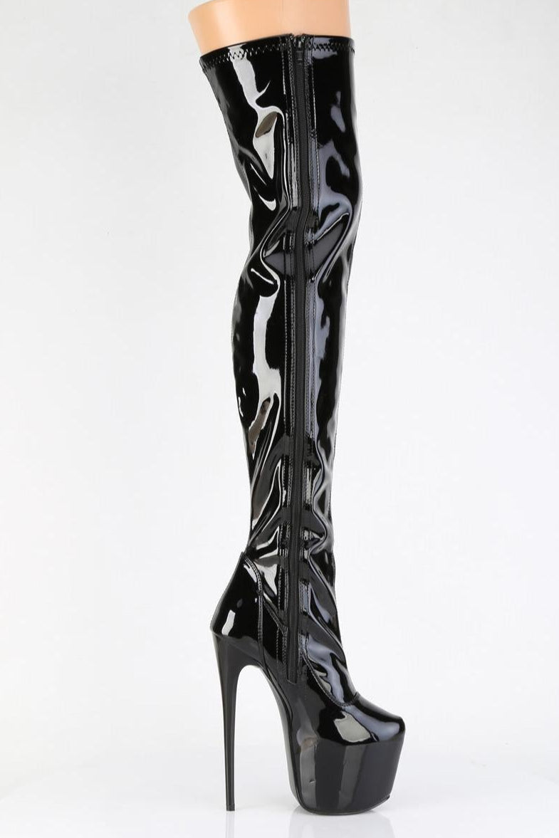 Pleaser  JUBILANT-3000 Thigh Boot in Black Stretch Patent