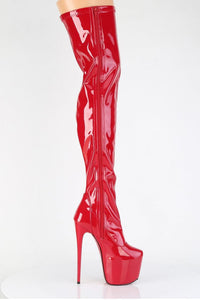 Pleaser  JUBILANT-3000 Thigh Boot in Red Stretch Patent