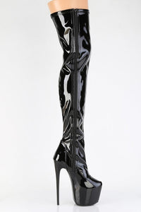 Pleaser  JUBILANT-3000 Thigh Boot in Black Stretch Patent