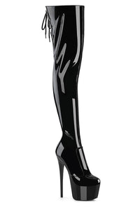 Pleaser  JUBILANT-3007 Thigh Boot in Black Stretch Patent from SexyShoes.com