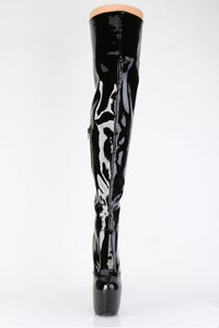 Pleaser  JUBILANT-3007 Thigh Boot in Black Stretch Patent