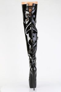 Pleaser  JUBILANT-3007 Thigh Boot in Black Stretch Patent