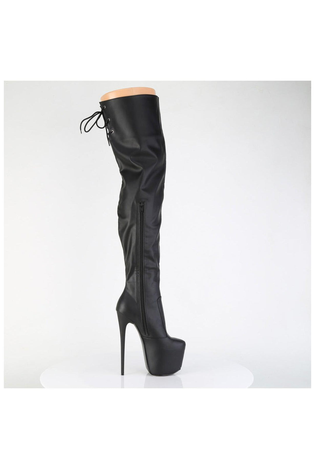 Pleaser  JUBILANT-3007 Thigh Boot in Black Faux Leather