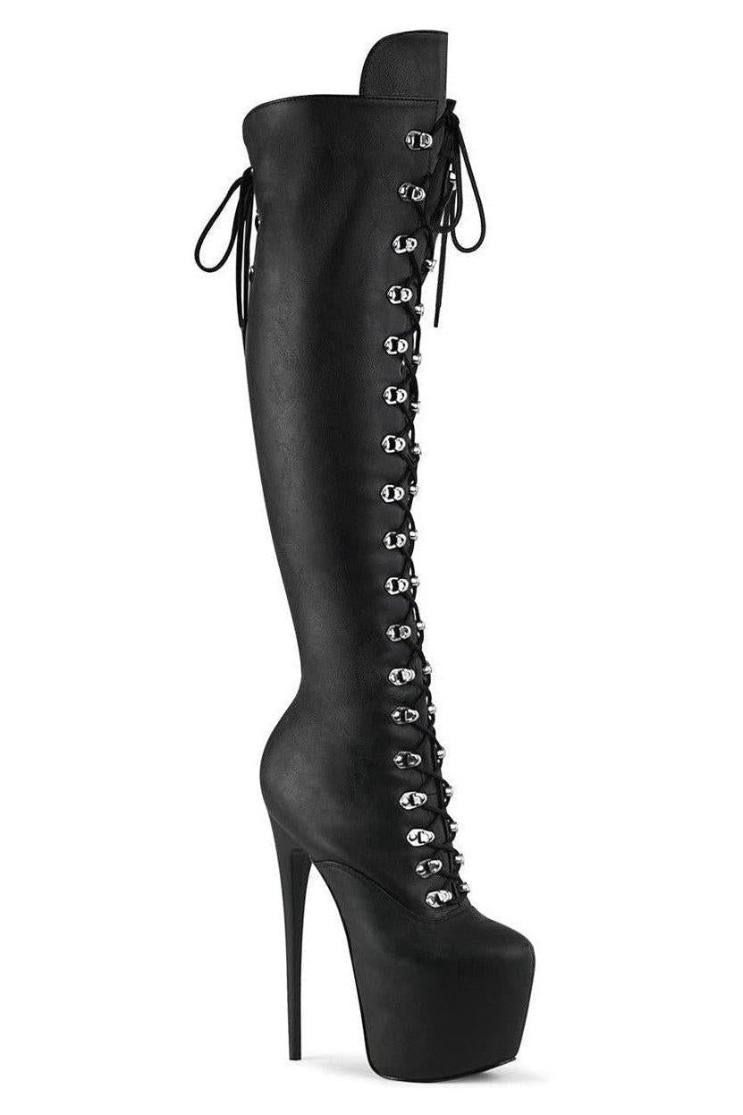 Pleaser  JUBILANT-3012 Thigh Boot in Black Faux Leather from SexyShoes.com
