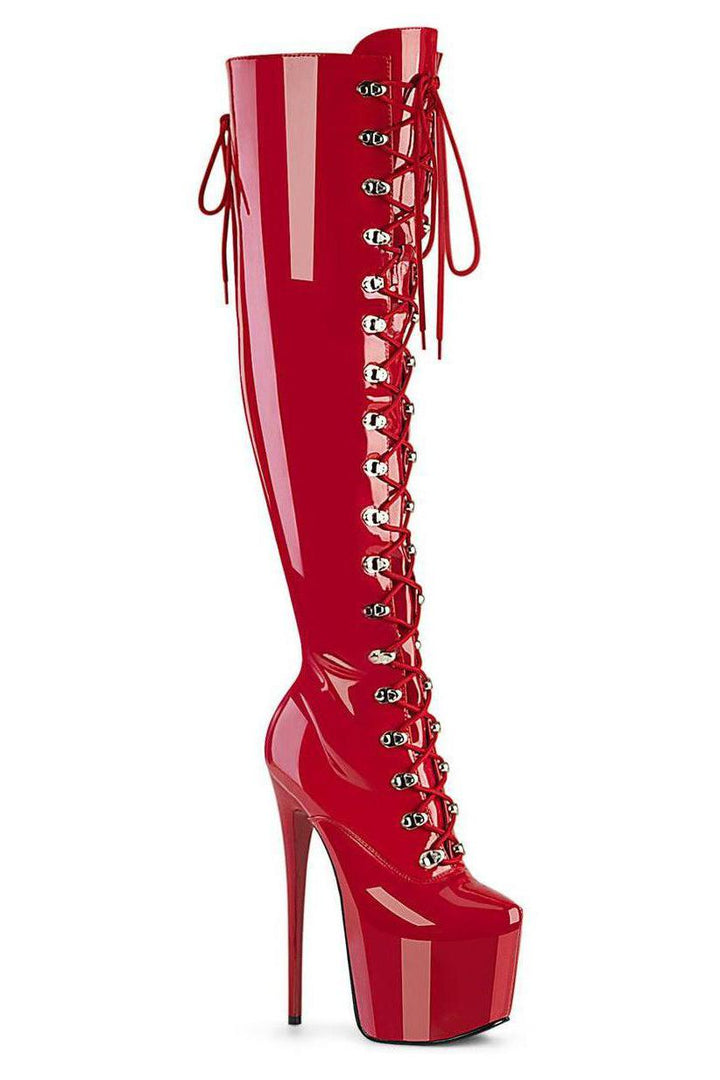Pleaser Red Thigh Boots Platform Stripper Shoes | Buy at Sexyshoes.com