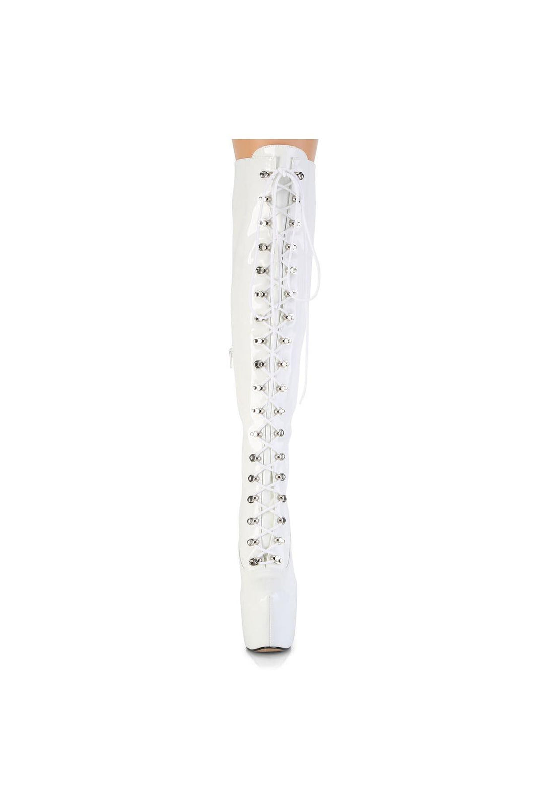 Pleaser  JUBILANT-3012 Thigh Boot in White Patent
