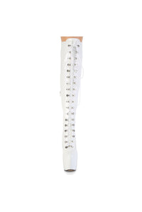 Pleaser  JUBILANT-3012 Thigh Boot in White Patent