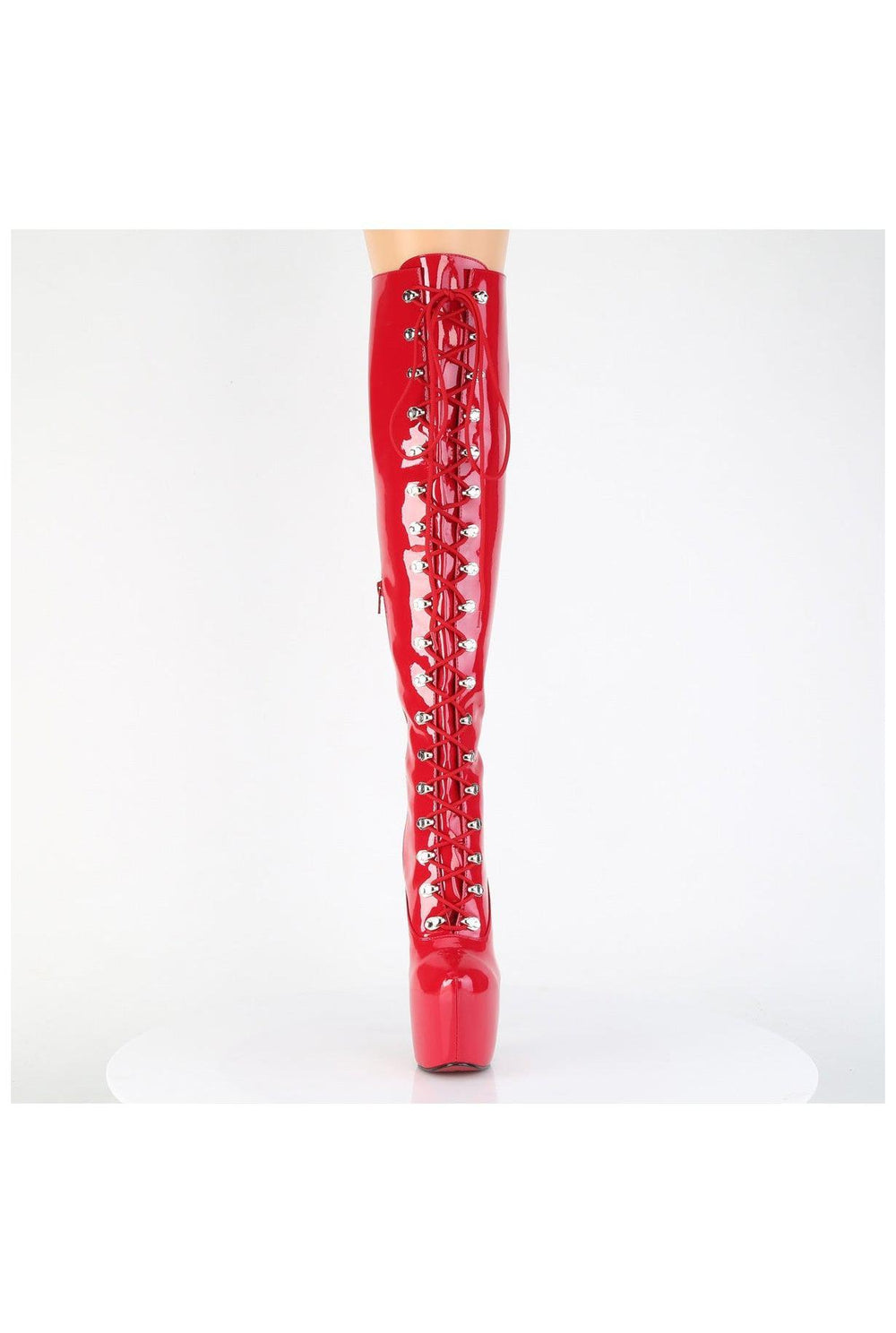 Pleaser  JUBILANT-3012 Thigh Boot in Red Patent