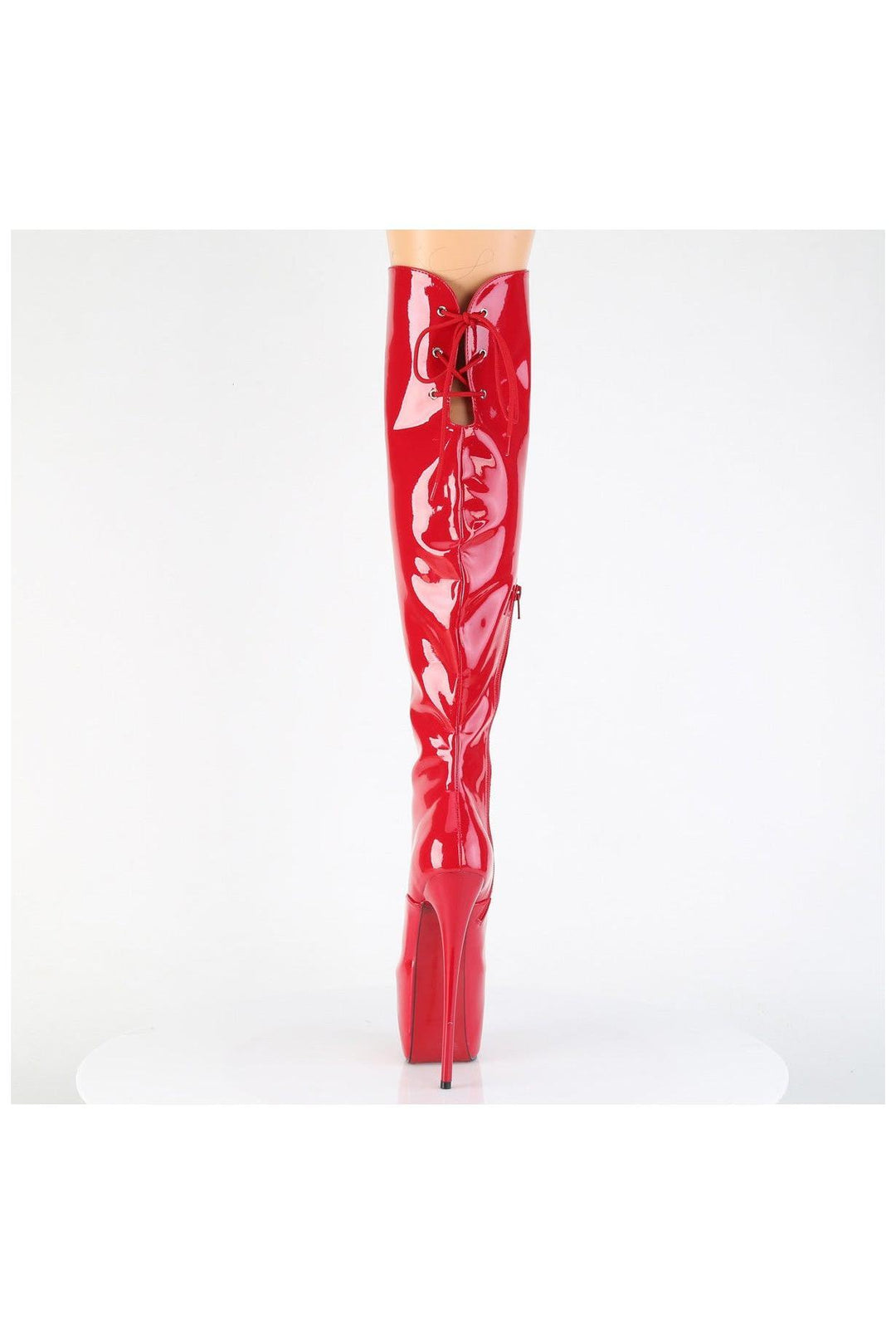 Pleaser  JUBILANT-3012 Thigh Boot in Red Patent